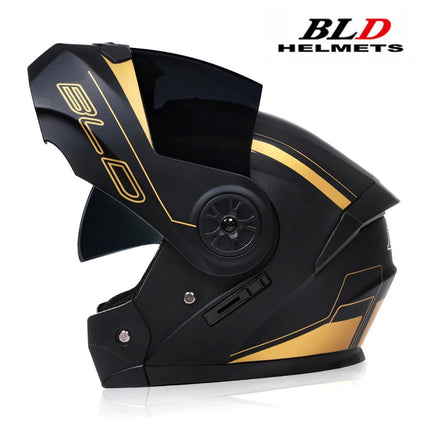 BLD Casco de Motocicleta Modular para Hombre y Mujer, Doble Lente, Abatible Hacia Arriba, Casco de Motocross de Alta Seguridad y Estilo Personalizado