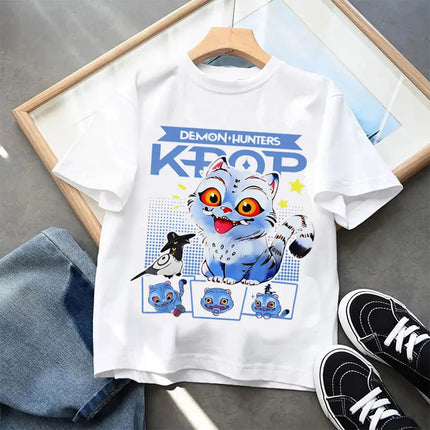 Kpop Demon Hunters-ropa para niños, camiseta de manga corta, camiseta Kpop Demon Hunters Tiger Harajuku, regalo para niños y niñas