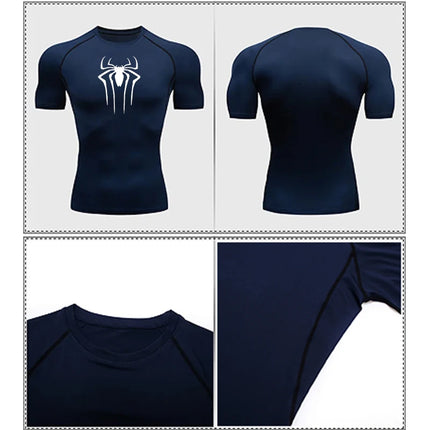 Camiseta de compresión de manga corta para hombre, ropa deportiva para correr, gimnasio, elástica, de secado rápido, 2024