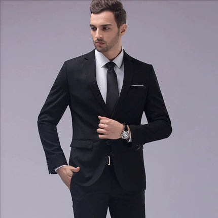 Trajes para hombre elegante boda 2 piezas conjunto chaquetas pantalones Blazers traje Formal ajustado moda negocios clásico 2025 disfraz