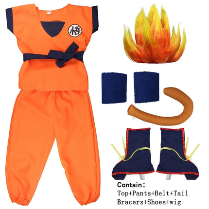 Disfraces de Anime Son Goku para niños, ropa de entrenamiento Krillin, trajes de superhéroe con peluca Super Saiyan, disfraz de fiesta de cómic Con