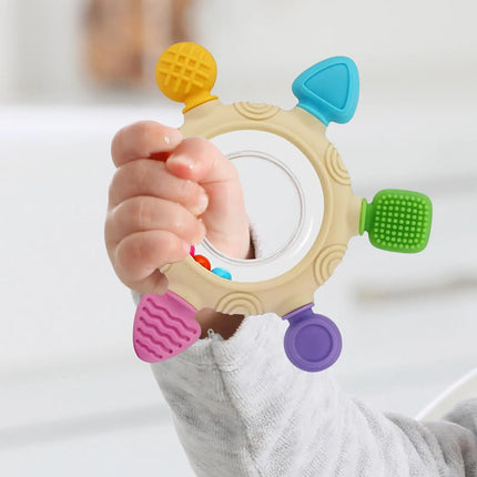 Juguetes para la dentición del bebé, juguetes de silicona para la dentición del bebé, mordedor sensorial, anillos de alivio, sonajero para dormir, guardería, cochecito de viaje para niño y niña