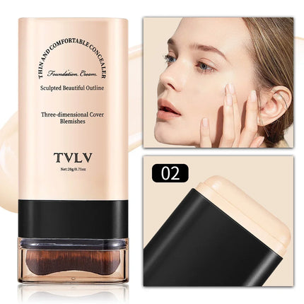 TVLV borrador base maquillaje en barra 20g, con pincel para iluminar la piel base líquida, corrector de maquillaje duradero