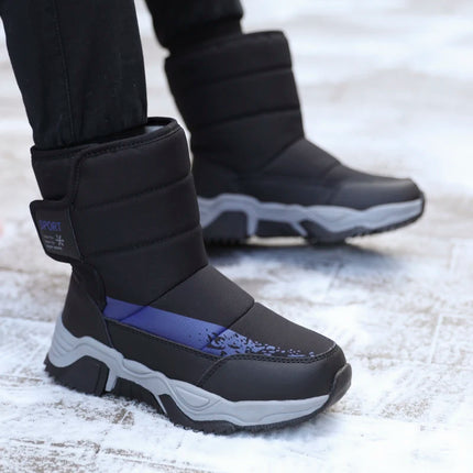 Botas de nieve para exteriores para niños, zapatos deportivos cómodos y cálidos de alta calidad, botas de algodón a la moda, zapatos de felpa antideslizantes para Otoño e Invierno