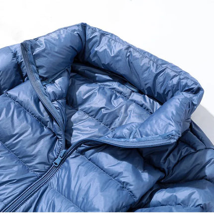 Haze Blue Chaqueta larga liviana para mujer, abrigo de manga larga con capucha, talla asiática M-7XL, Parkas disponibles en rojo, negro, azul y morado