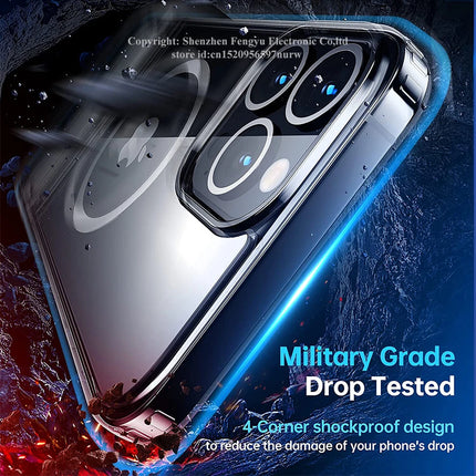 Funda de teléfono magnética transparente con soporte para iPhone 17 Pro Max Air 13 12 Mini 16 15 14 11 fundas con soporte transparente