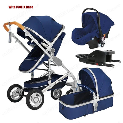 Cochecito de bebé multifuncional para recién nacido, cochecito de paisaje alto, cochecito de bebé 4 en 1 de doble cara con base de asiento de coche ISOFIX 739