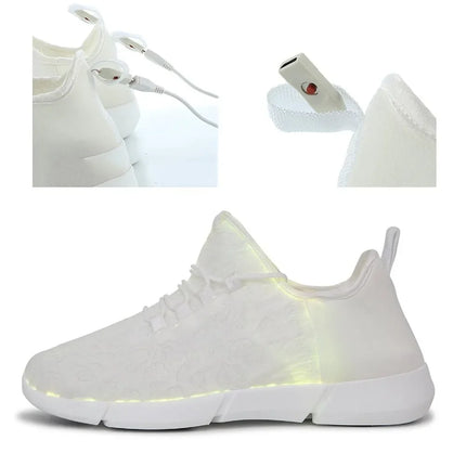 Zapatillas luminosas de primavera para niños, zapatos de luz LED para hombres, mujeres y niñas, zapatos de fibra óptica con recarga USB para niños y adultos