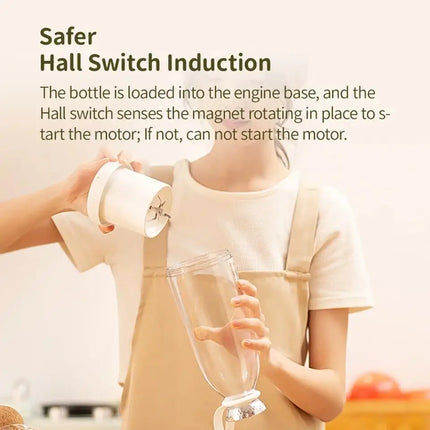 Exprimidor portátil de 500ml, mezclador de frutas inalámbrico recargable, botella de jugo fresco, licuadora, 6 cuchillas, batido de alimentos, taza trituradora de hielo, 2400mAh