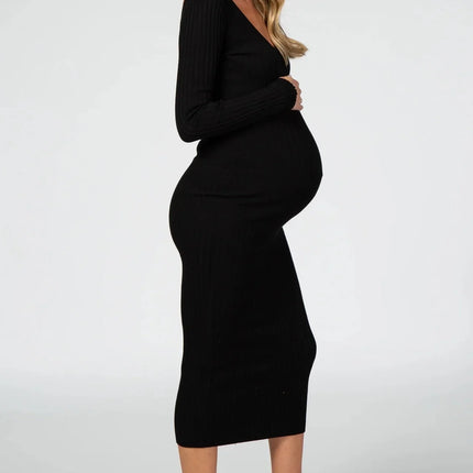 Top de lactancia de manga larga de algodón de Color sólido para mujer, camisa cómoda y transpirable para embarazadas, vestido de maternidad de manga larga con cuello en V