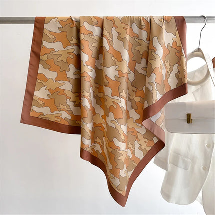 Bufanda cuadrada de 90x90Cm, sensación de sarga de seda, chales y chales para la cabeza para mujer, pañuelos para el cuello con estampado de árbol para el cabello de lujo, Hijab, Bandana Pashmina