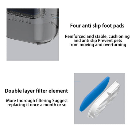 Fuente de agua con filtro automático para mascotas, bebedero eléctrico silencioso con USB, bebedero de recirculación