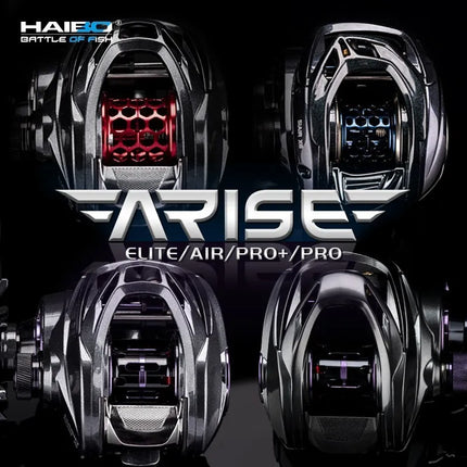Haibo 25/23 nuevo ARISE AIR/ELITE AMC + carrete De Pesca De Baitcasting De fibra De carbono HandIe 11B + 1RB Carretilha De Pesca De fundición larga
