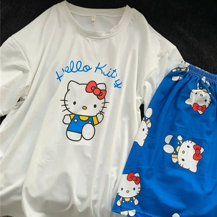 Pijamas de Hello Kitty para Mujer – Conjunto de Ropa de Hogar de Manga Corta