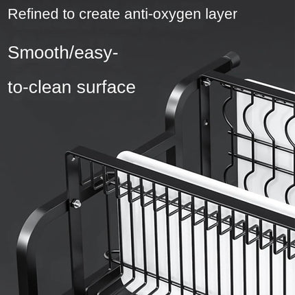 Dish Drainer with 3/2 Tiers, with Counter Drainer, Multifunctional Kitchen Drainer with Tools, with Holder for Knives, Cutlery and Cutting Boards, Christmas