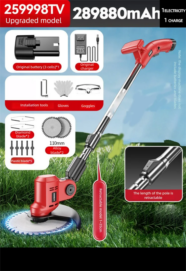 Cortacésped agrícola multifuncional, cortacésped eléctrico, máquina de deshierbe con batería de litio recargable para el hogar pequeño