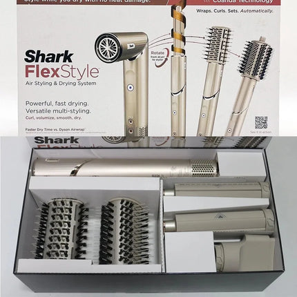 Secador de pelo Shark HD430 FlexStyle de iones negativos y envoltura de estilizador de aire, potente cepillo Airwrap y triturador múltiple con rizadores de envoltura automática