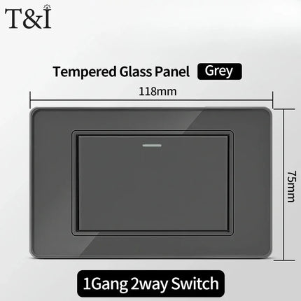 Enchufe de Pared de Vidrio Templado con Puertos USB Dual Tipo C – 118x75mm, 110V