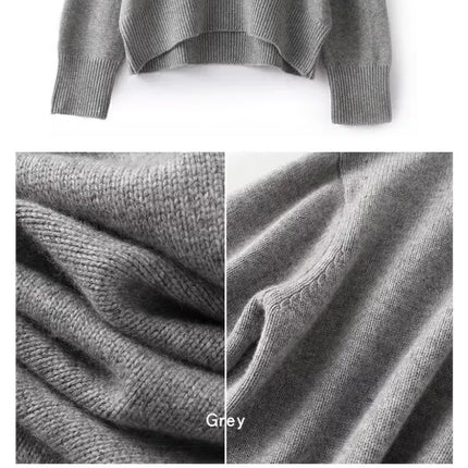 Otoño e Invierno nuevo 100% suéter de cachemira pura suéter de cuello alto grueso para mujer suéter de punto suelto