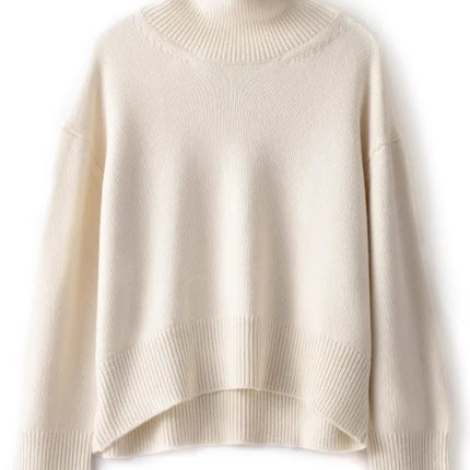 Otoño e Invierno nuevo 100% suéter de cachemira pura suéter de cuello alto grueso para mujer suéter de punto suelto