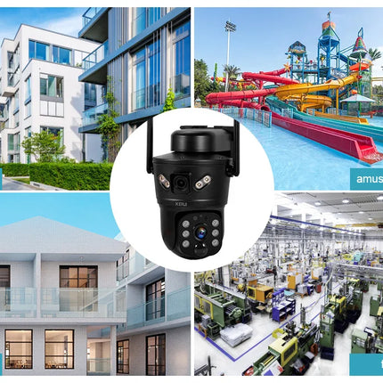 KERUI-cámara Solar impermeable para exteriores, 6MP, 4G, SIM, WIFI, lente Dual, Panel Solar, seguridad del hogar, vídeo CCTV, vigilancia V380pro