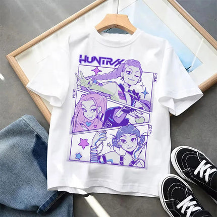 Kpop Demon Hunters-ropa para niños, camiseta de manga corta, camiseta Kpop Demon Hunters Tiger Harajuku, regalo para niños y niñas