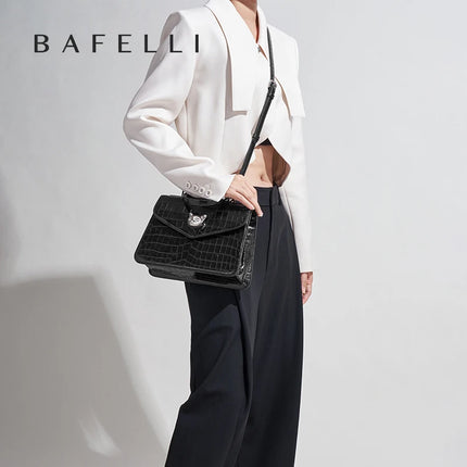 2025 BAFELLI CAT NUEVO bolso de moda de cuero con patrón de crujido para mujer, elegante bolso de negocios para mujer, bolso OL de marca de lujo