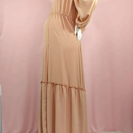 Vestido de sesión de fotos de maternidad: vestido sexy con hombros descubiertos, mangas abullonadas juguetonas y ropa con abertura para piernas para fotografía de mujeres embarazadas