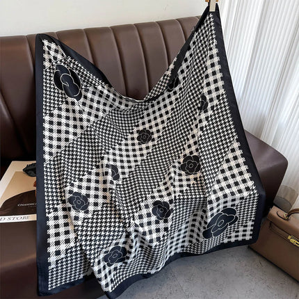 Bufanda cuadrada de 90x90Cm, sensación de sarga de seda, chales y chales para la cabeza para mujer, pañuelos para el cuello con estampado de árbol para el cabello de lujo, Hijab, Bandana Pashmina