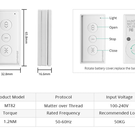 Zemismart-Motor de cortina inteligente Matter Over Thread, aplicación de Google Home, Control automático de sistema de cortina