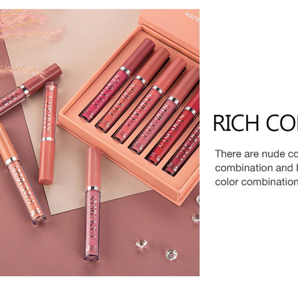 HANDAIYAN 6 uds juego de pintalabios maquillaje para mujeres taza antiadherente impermeable cosméticos de larga duración maquillaje coreano lápiz labial mate