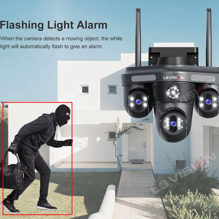 Cámara de tres pantallas WIFI 15MP 6K Monitor de tres lentes visión nocturna protección de seguridad 3 lentes PTZ videovigilancia