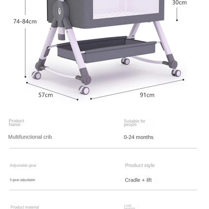 Cama de empalme grande para recién nacido, mecedora de bebé bb, cuna para niños, multifuncional, móvil y plegable