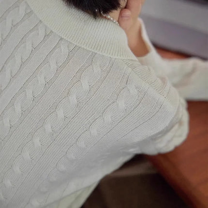 100% suéter de lana pura para mujer 2025 Otoño/Invierno nuevo jersey con cuello POLO moda coreana solapa suave Top de Cachemira de punto para mujer