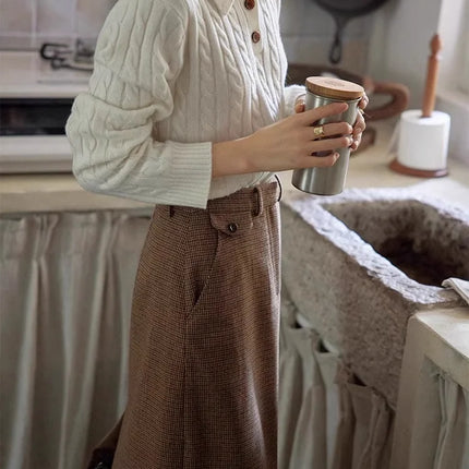 100% suéter de lana pura para mujer 2025 Otoño/Invierno nuevo jersey con cuello POLO moda coreana solapa suave Top de Cachemira de punto para mujer