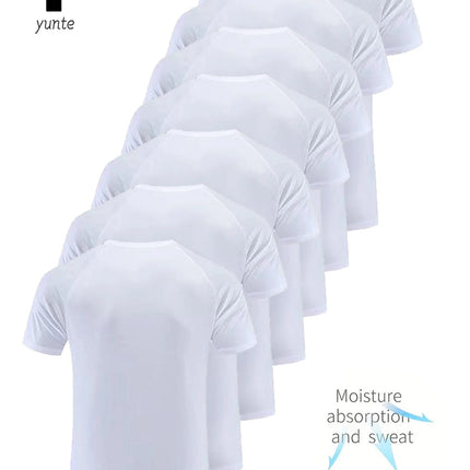 Camiseta de cuello redondo Camisa absorbente de sudor transpirable de secado rápido ultraligera blanca de 7 piezas adecuada para gimnasio físico y Ru