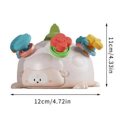 Juguete mordedor para bebés, juguete de dentición calmante en forma de oveja, actividad educativa, sonajero de agarre fácil para niños y niñas, viajes de aprendizaje