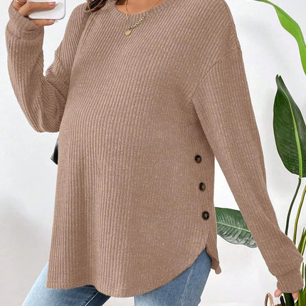 Ropa de maternidad Premama Blusa de manga larga Otoño Invierno suelta mujeres embarazadas suéter con cuello redondo camisetas sudadera pulóver Tops