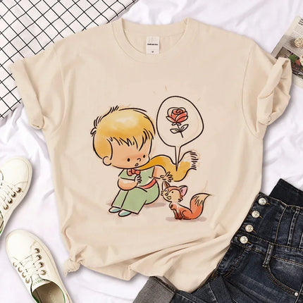 Camiseta con estampado del Principito para mujer, camisetas Harajuku, ropa de los años 2000, camiseta con estampado kawaii para mujer