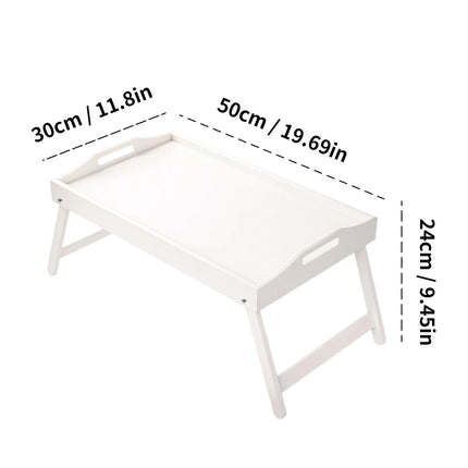 Bandeja de cama de bambú para desayuno con patas plegables, perfecta para uso en sofá, TV, computadora portátil o snacks, para servir el desayuno en la cama (negro/blanco)