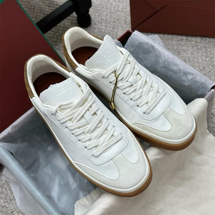 2025 nuevos zapatos de entrenamiento LP, zapatillas planas con cordones y punta redonda de cuero genuino, zapatillas blancas informales con estilo Unisex, estilo deportivo