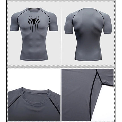 Camiseta de compresión de manga corta para hombre, ropa deportiva para correr, gimnasio, elástica, de secado rápido, 2024