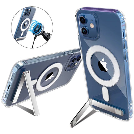 Funda de teléfono magnética transparente con soporte para iPhone 17 Pro Max Air 13 12 Mini 16 15 14 11 fundas con soporte transparente