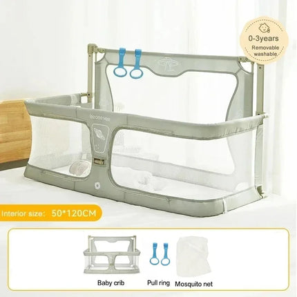 Cama de cuna plegable de doble uso para niños pequeños, cuna para dormir, barandilla para bebé, protección de seguridad, cunas de cabecera fáciles de instalar