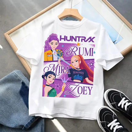 Kpop Demon Hunters-ropa para niños, camiseta de manga corta, camiseta Kpop Demon Hunters Tiger Harajuku, regalo para niños y niñas