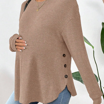 Ropa de maternidad Premama Blusa de manga larga Otoño Invierno suelta mujeres embarazadas suéter con cuello redondo camisetas sudadera pulóver Tops