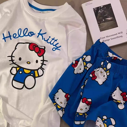 Pijamas de Hello Kitty para Mujer – Conjunto de Ropa de Hogar de Manga Corta