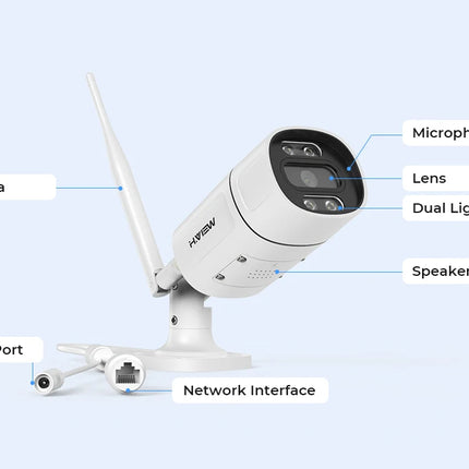 H.view 8CH 5mp cámara inalámbrica Wifi sistema de seguridad cámara CCTV Kit de videovigilancia NVR interior exterior Audio bidireccional Xmeye