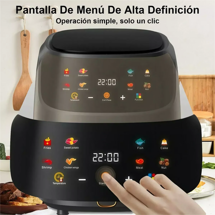 Freidora de aire de 1400 W y 8 l sin aceite, programable, inteligente, con pantalla LED táctil, ciclo térmico, para el hogar, para cocinar patatas fritas, pollo