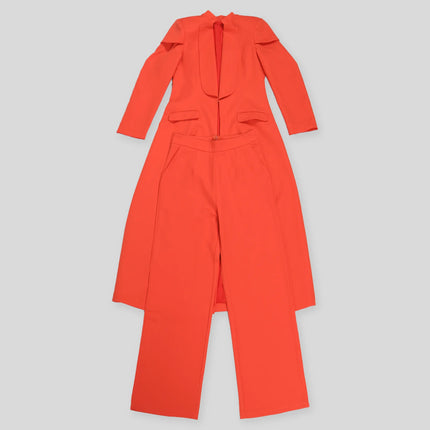 Conjunto de chaqueta larga X de manga larga para mujer, abrigo + traje de pantalón largo, ropa de calle de primavera 2025, conjunto de dos piezas, trajes de trabajo de África OL